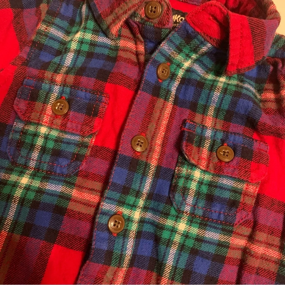 OshKosh B'gosh Plaid Flannel Baby One Piece Body Suit 18M